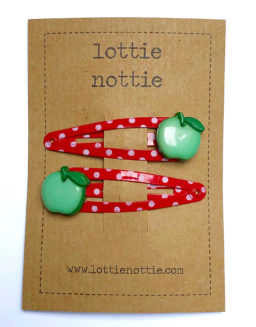 Apples on Spotty Hair Clips