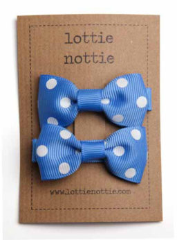 Polka Dot Bows - French Blue